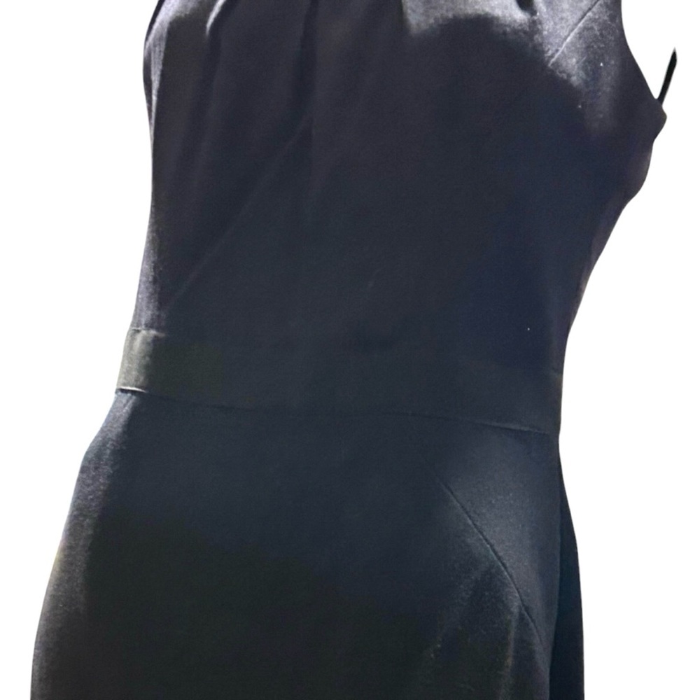 Milly Little Black Lightweight Wool Dress with Square Neck Pleated Detail Size 6 - Picture 4 of 9